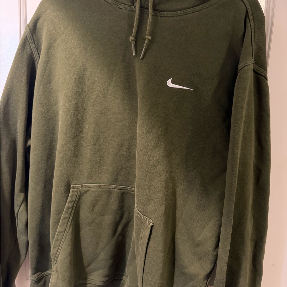 Nike Olive Green Pullover Sweatshirt with White Swoosh